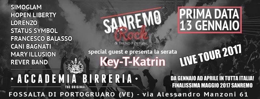 Venerdì 13 Gennaio 1° tappa del Live Tour 2017 Sanremo Rock