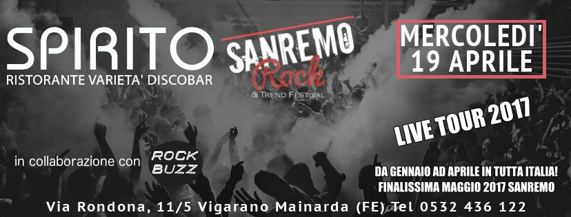 Sanremo rock ritorna allo spirito club di Vigarano Mainarda Ferrara questa sera live audizioni Emilia Romagna.