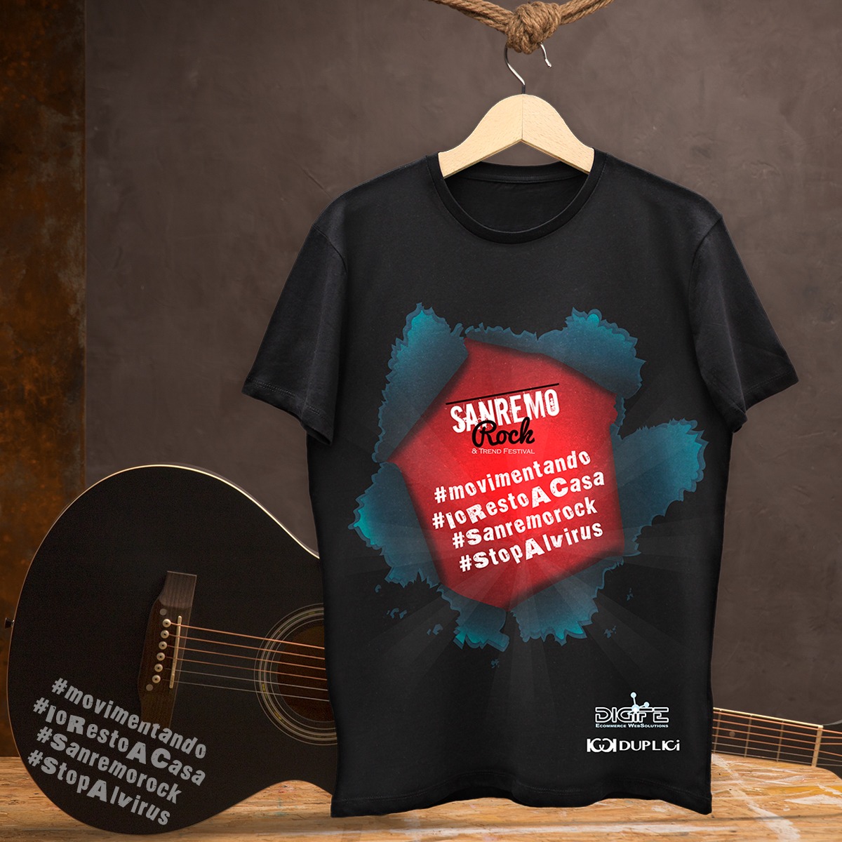 T Shirt Sanremo Rock Dupplici per #Movimentando #IoRestoACasa